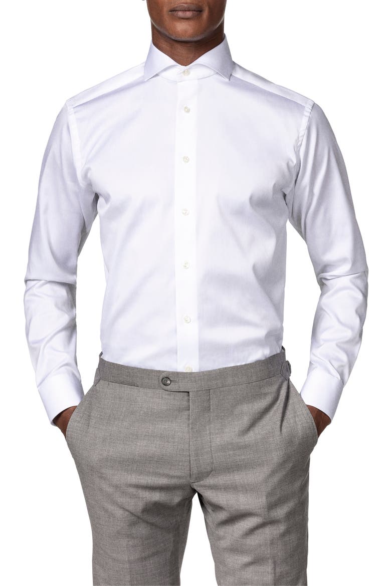 Slim Fit Solid Dress Shirt, Main, color, WHITE