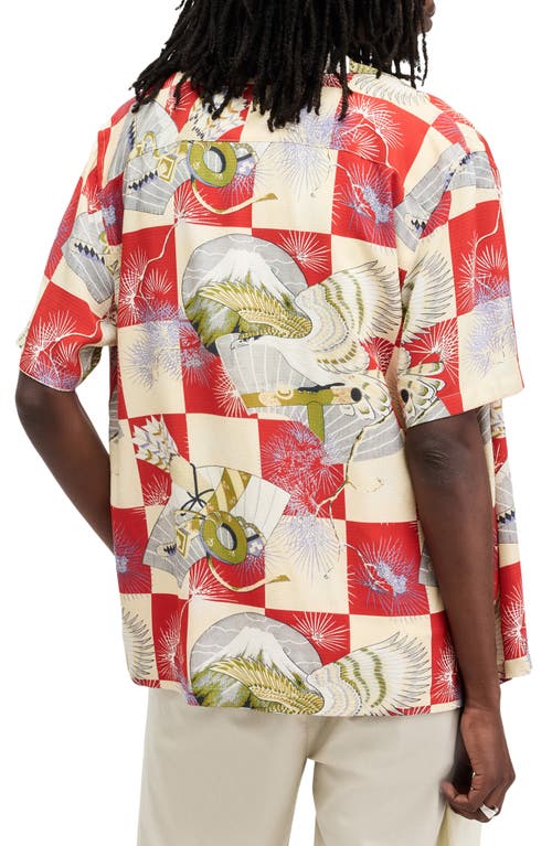 Allsaints Mens Electric Red Sebastian Graphic-print Woven Shirt In Electric Red