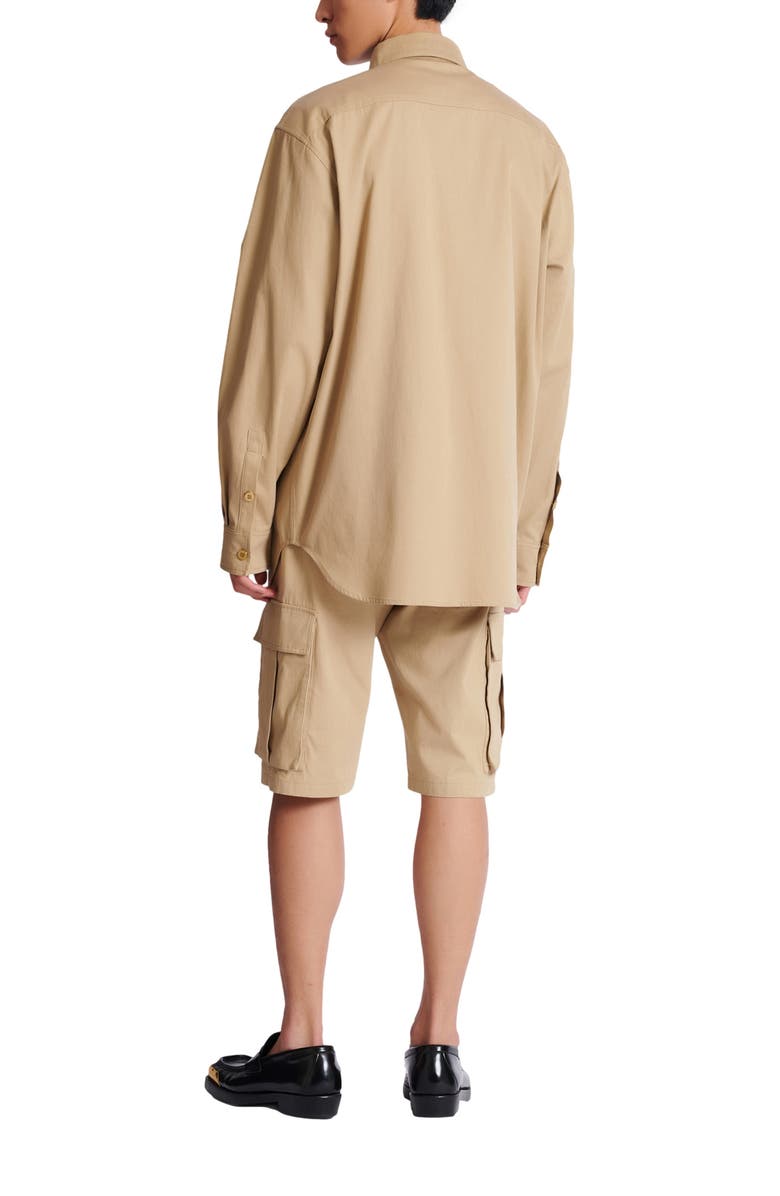 Balmain Cotton safari shirt, Alternate, color, Beige
