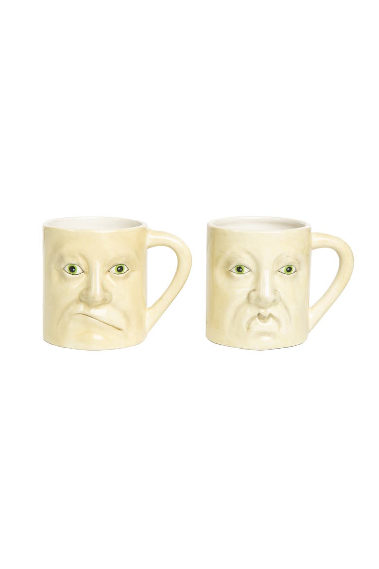 16 oz Frowning Ghost Halloween Joe Spencer Gathered Traditions Ceramic Mug, Main, color, White