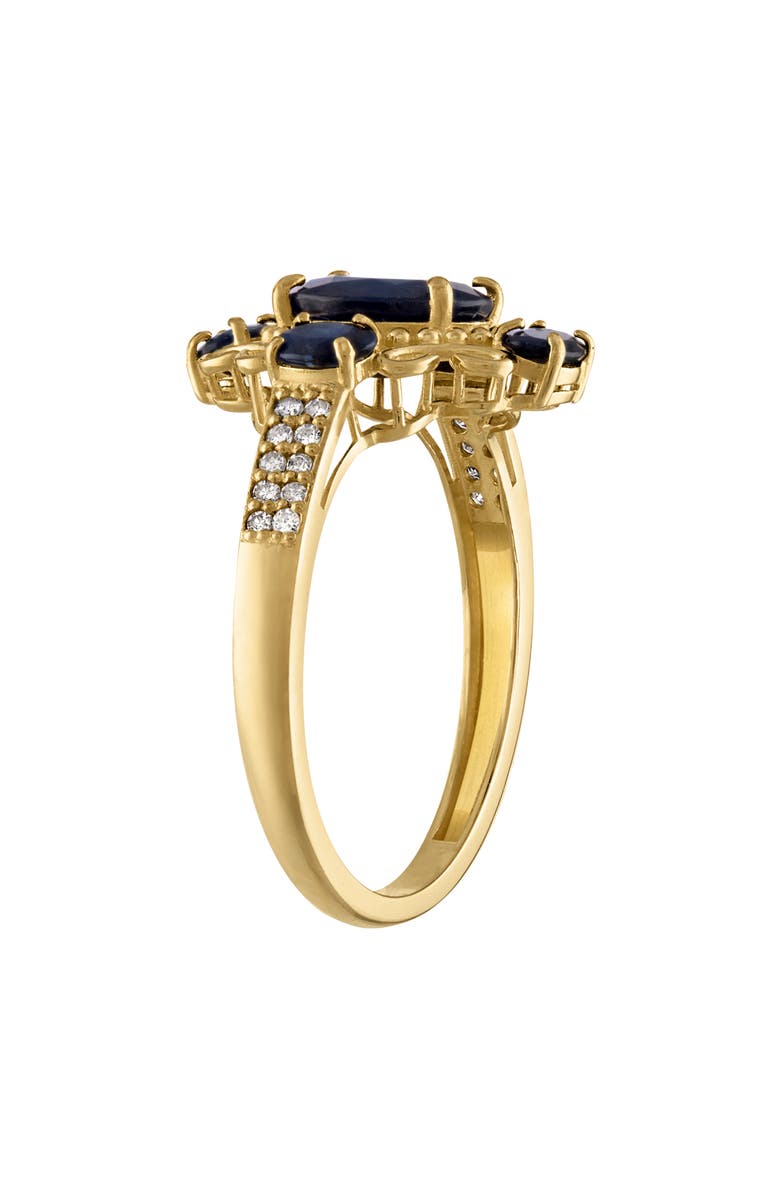 FUZION CREATIONS Sapphire & Diamond Ring, Alternate, color, Yellow Gold/ Blue