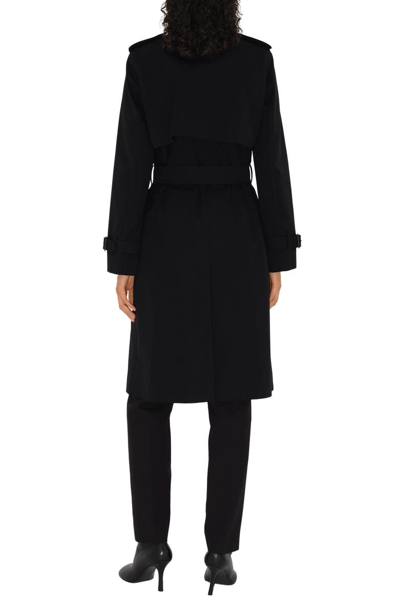 Burberry Sandridge Check Lined Cotton Gabardine Trench Coat, Alternate, color, Black