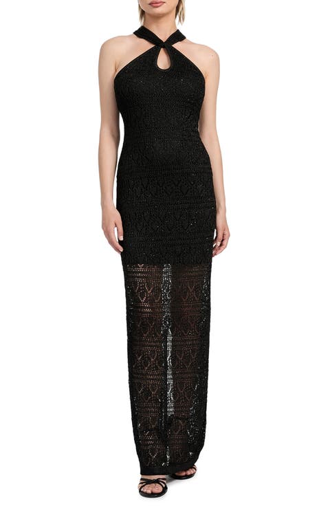 Cynthia Sequin Keyhole Maxi Dress