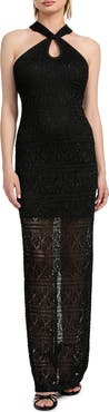 GUESS Cynthia Sequin Keyhole Maxi Dress