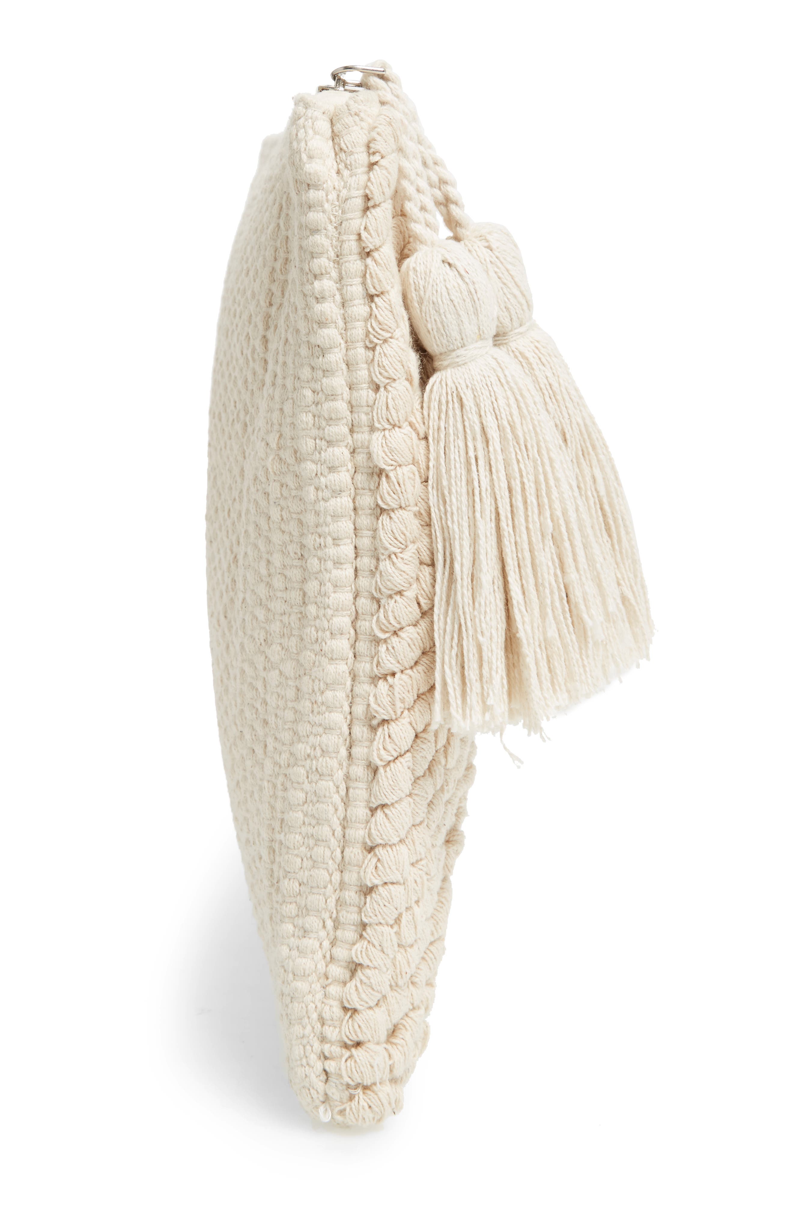 Palisades Tasseled Woven Clutch, Alternate, color, CREAM