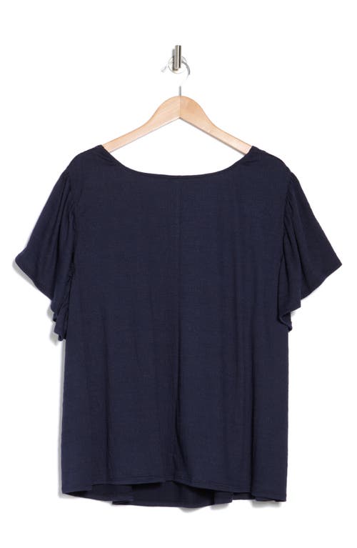 Max Studio Lace Trim Flutter Sleeve Top