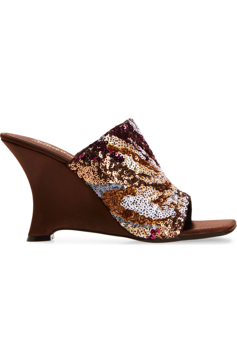 Jeffrey Campbell Aura Wedge Slide Sandal, Alternate, color, Brown Satin Combo
