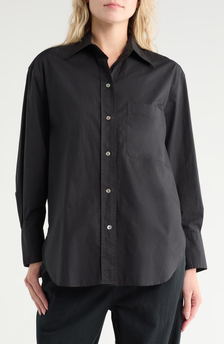 Vince Oversize Oxford Shirt, Main, color, Black