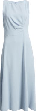 Connected Apparel Sleeveless Pleated Waist A-Line Midi Dress