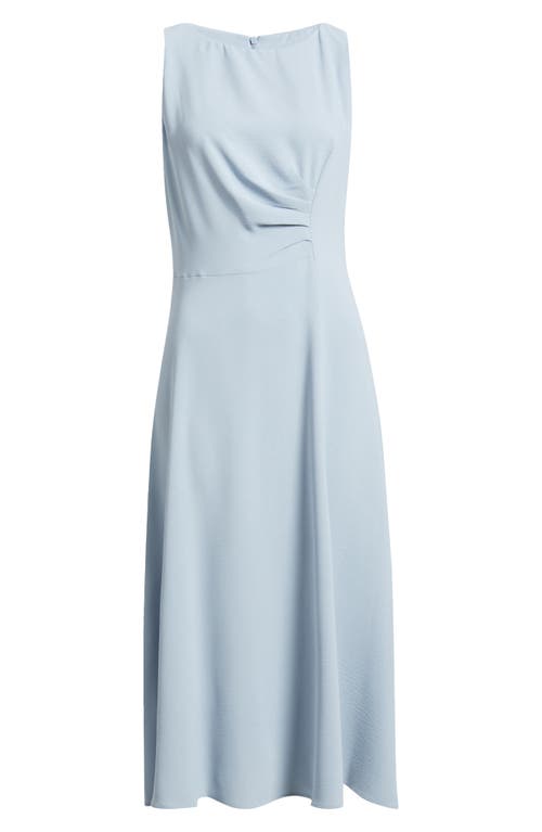 Connected Apparel Sleeveless Pleated Waist A-line Midi Dress In Powder Blue