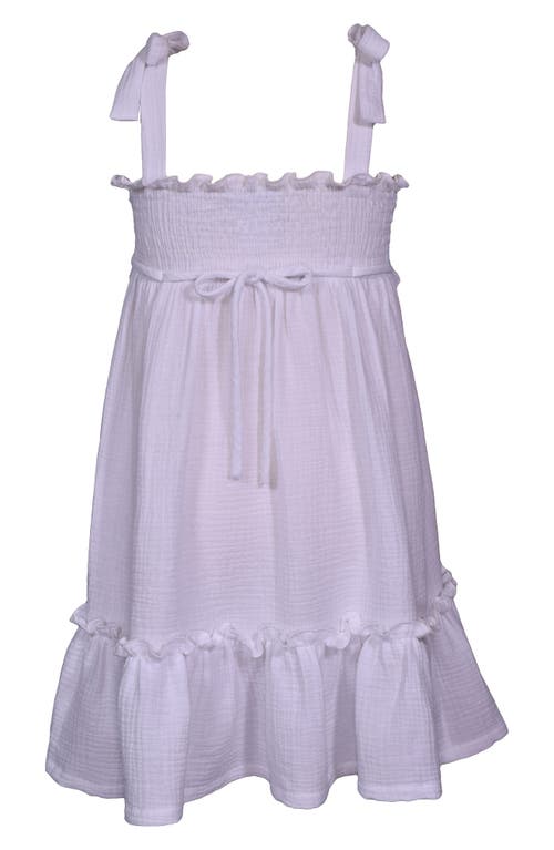 Iris & Ivy Kids' Open Knit Square Cotton Dress In White