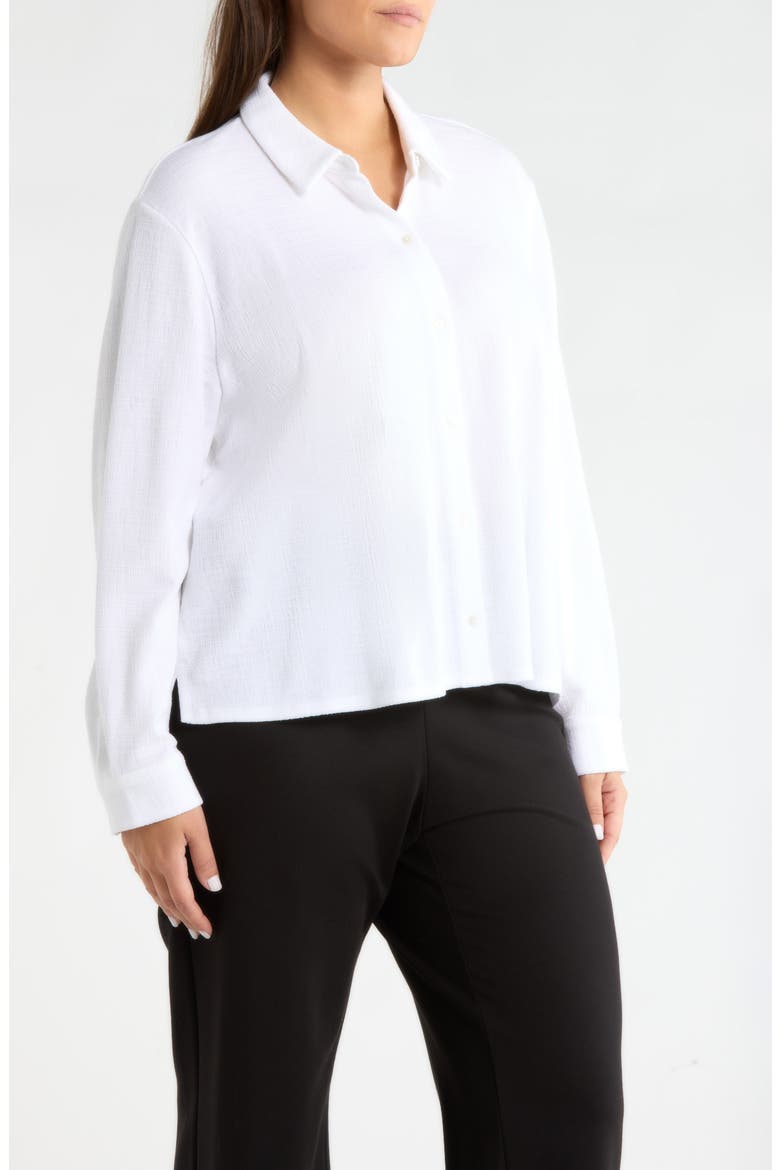 Classic Collar Crop Button-Up Shirt, Alternate, color, WHITE