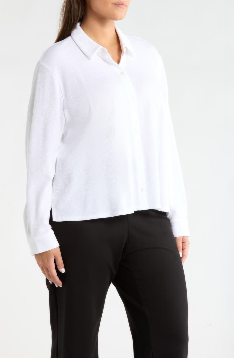 Eileen Fisher Classic Collar Crop Button-Up Shirt, Alternate, color, White