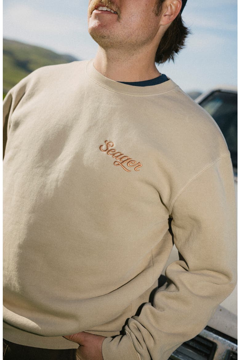 Russ Logo Embroidered Fleece Crewneck Sweatshirt, Alternate, color, PIGMENT STONE