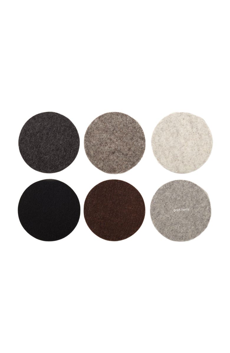 Graf Lantz Bierfilzl Merino Wool Round Coaster Multi 6 Pack, Main, color, Earth