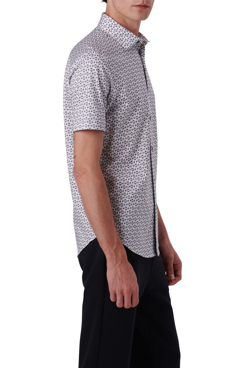 Bugatchi OoohCotton<sup>®</sup> Geo Print Short Sleeve Button-Up Shirt, Alternate, color, 