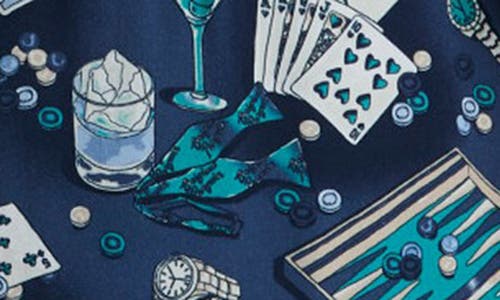 Original Penguin Poker Table Print Short Sleeve Button-up Shirt In Blue