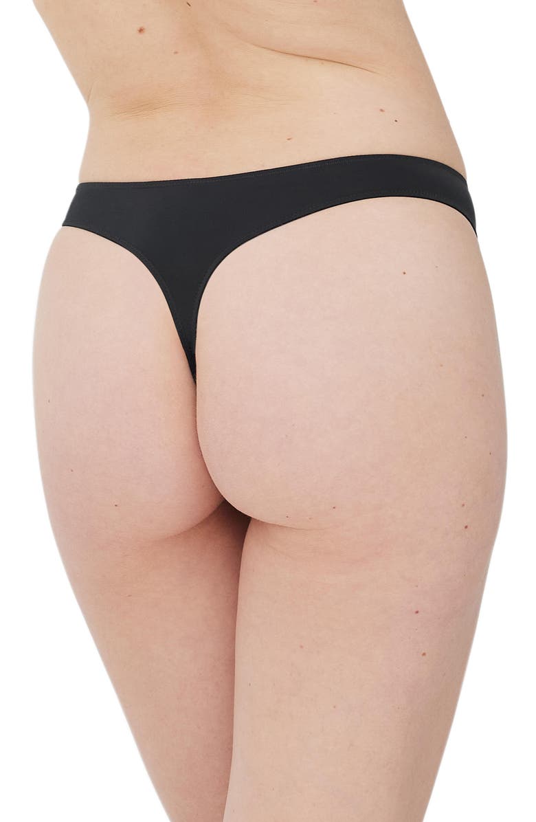 Skarlett Blue Entice Lace Front Thong, Alternate, color, Black/Nylon