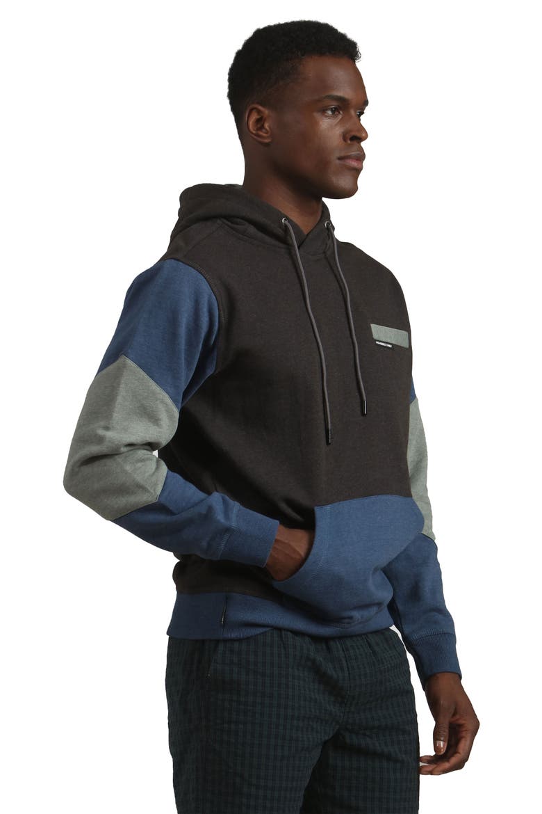 Drew Colorblock Hooded Sweatshirt, Alternate, color, Charcoal