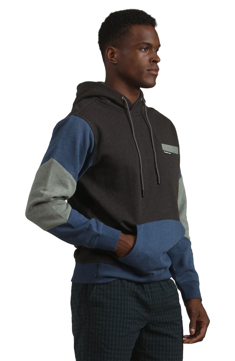 Members Only Drew Colorblock Hooded Sweatshirt, Alternate, color, Charcoal