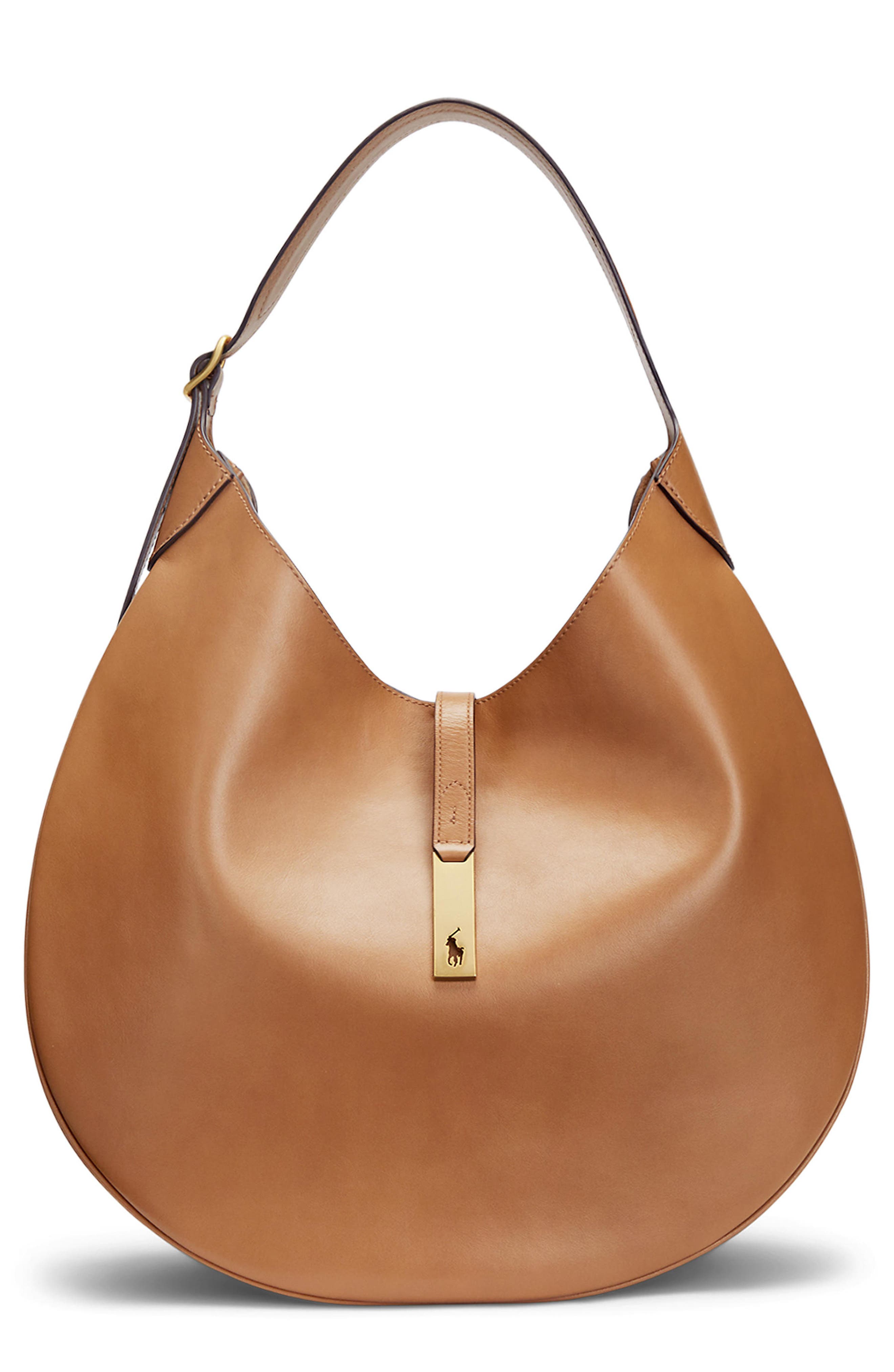Polo Ralph Lauren Sport Calf Leather Shoulder Bag In Brown