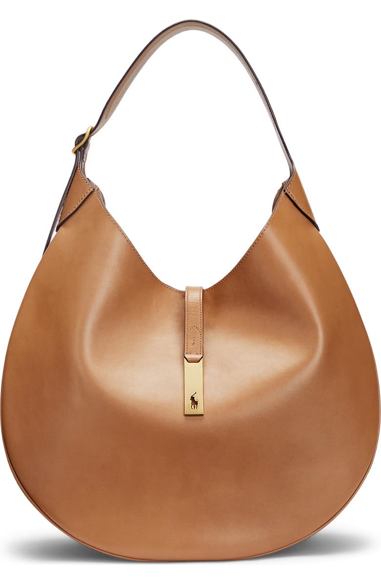 Polo Ralph Lauren Sport Calf Leather Shoulder Bag, Main, color, Tan