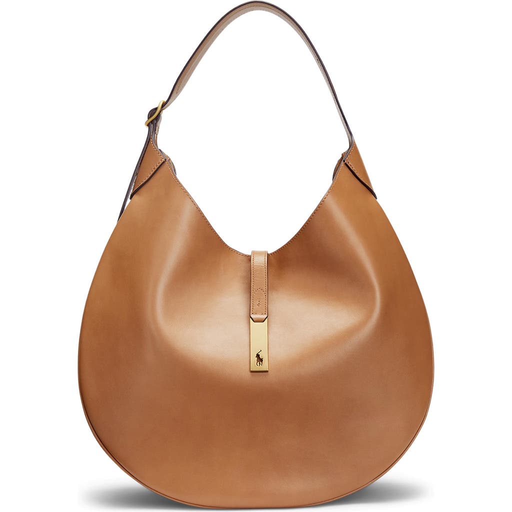 Polo Ralph Lauren Sport Calf Leather Shoulder Bag In Brown
