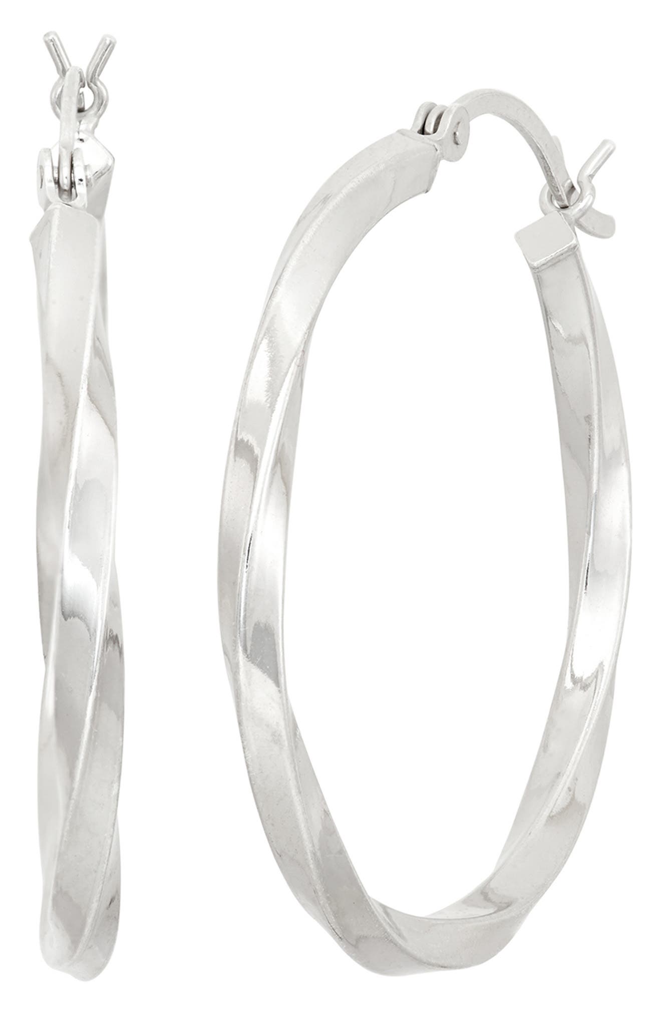 FZN Sterling Silver Twist Hoop Earrings