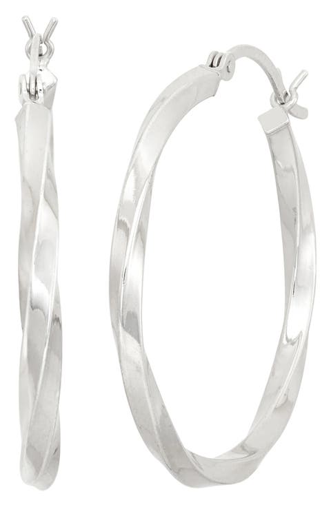 Sterling Silver Twist Hoop Earrings
