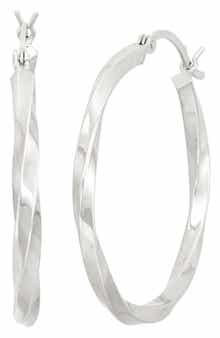 FZN Sterling Silver Twist Hoop Earrings