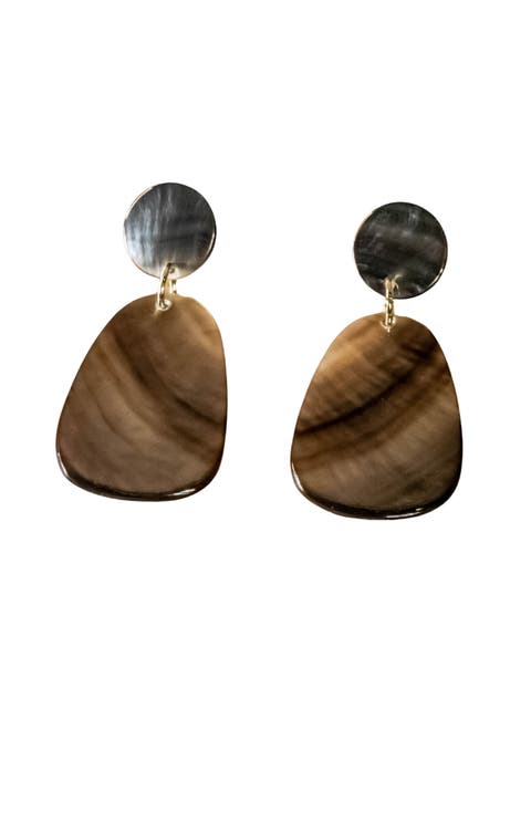 Mother-of-Pearl Round & Trapezoid Drop Earrings