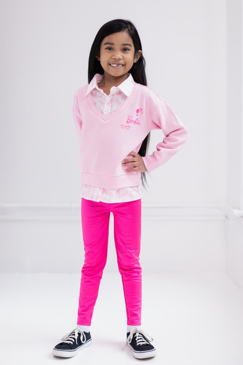 Fleece Sweatshirt and Leggings Set, Alternate, color, Barbie Pink