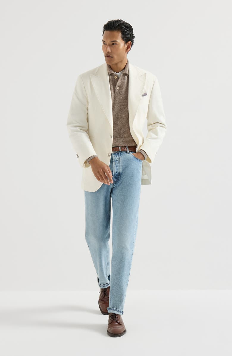 Brunello Cucinelli Alpaca, cashmere and wool knit polo, Alternate, color, Medium Grey