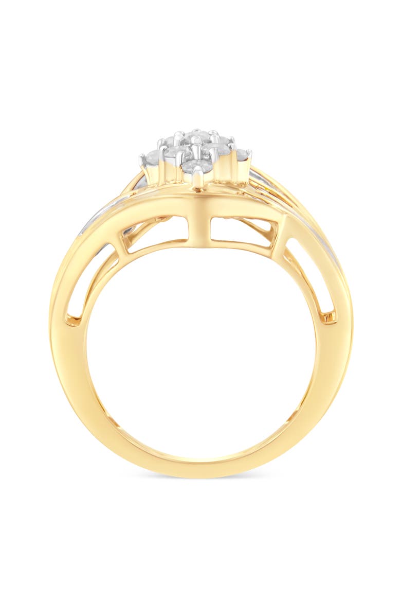 10K Yellow Gold 1.0 Cttw Diamond Bypass Cluster Ring, Alternate, color, Yellow Gold
