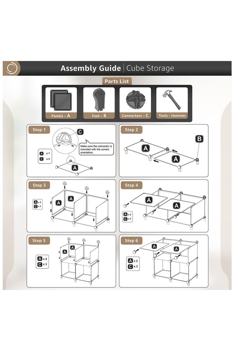 Four-Cube Storage Organizer, Alternate, color, BLACK