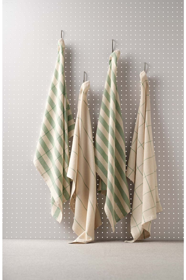 Kitchen Towels - Cotton Flat Weave Set - Set of 4, Alternate, color, Sage Green