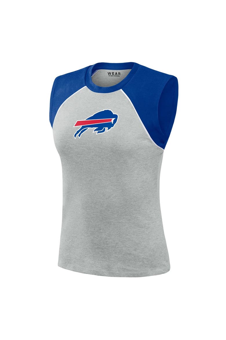 Women's WEAR by Erin Andrews  Heather Gray Buffalo Bills Cropped Raglan Tank Top, Alternate, color, Heather Gray
