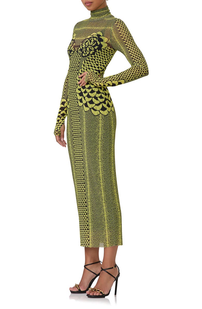 AFRM Shailene Mixed Print Long Sleeve Mesh Dress, Alternate, color, 