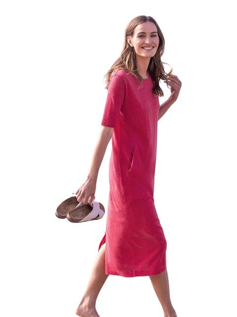 Linen Blend Button Back Midi Dress