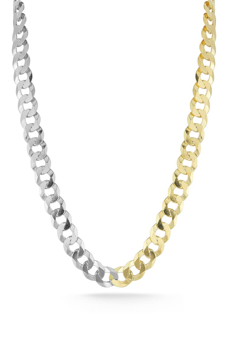 Two Tone Sterling Silver Curb Necklace, Main, color, TWO TONE