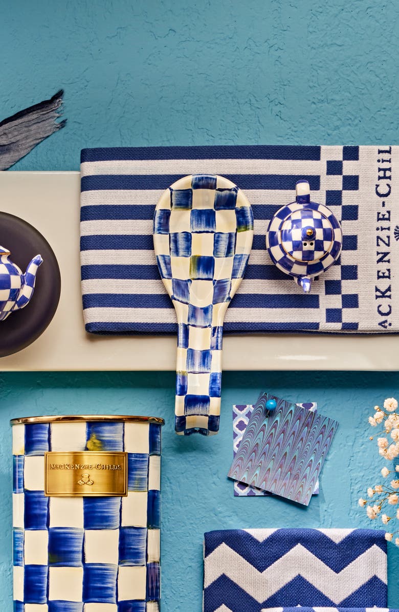 MACKENZIE CHILDS Royal Check Spoon Rest, Alternate, color, Royal