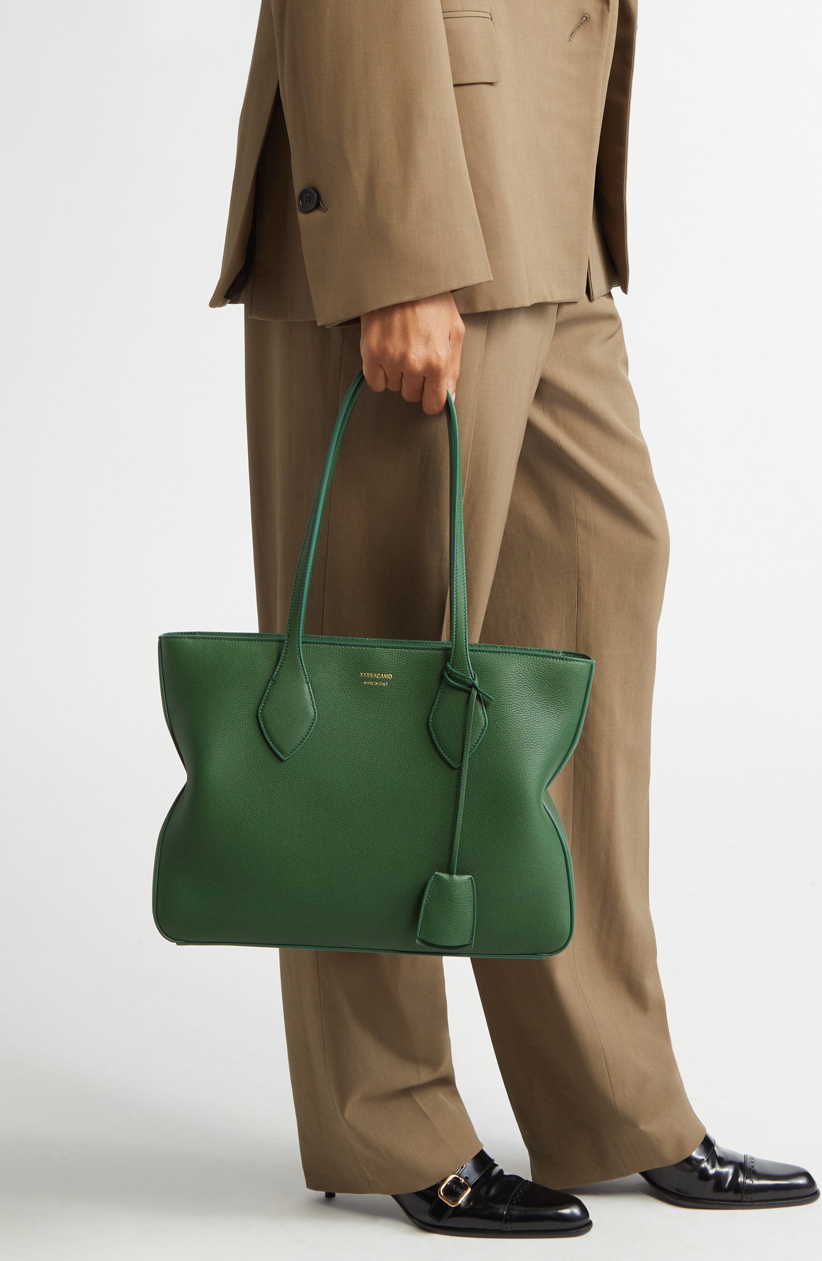 FERRAGAMO Small Star Leather Tote Bag, Alternate, color, 