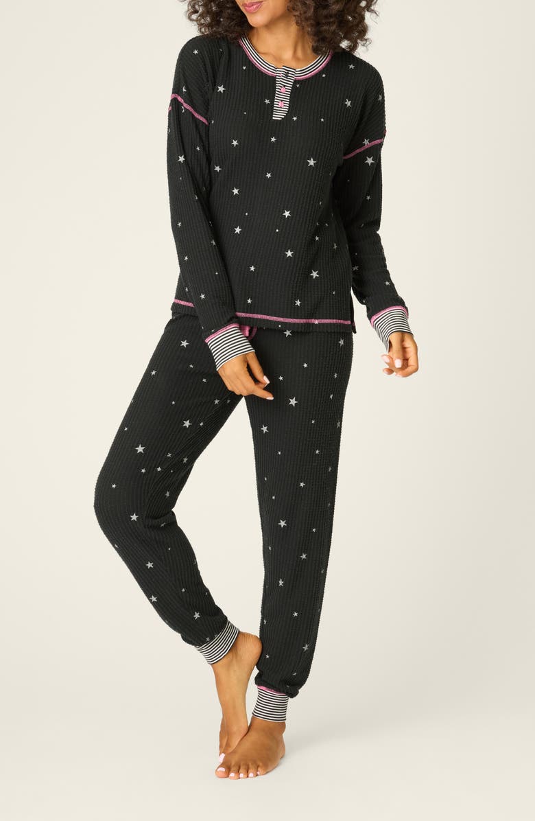 PJ Salvage Ski Jammie Classics Pajamas, Main, color, Black