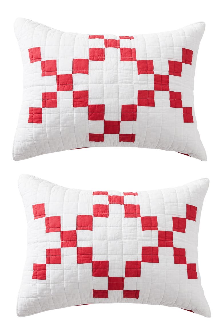 Irish Chain Patchwork Quilt Set, Alternate, color, RED