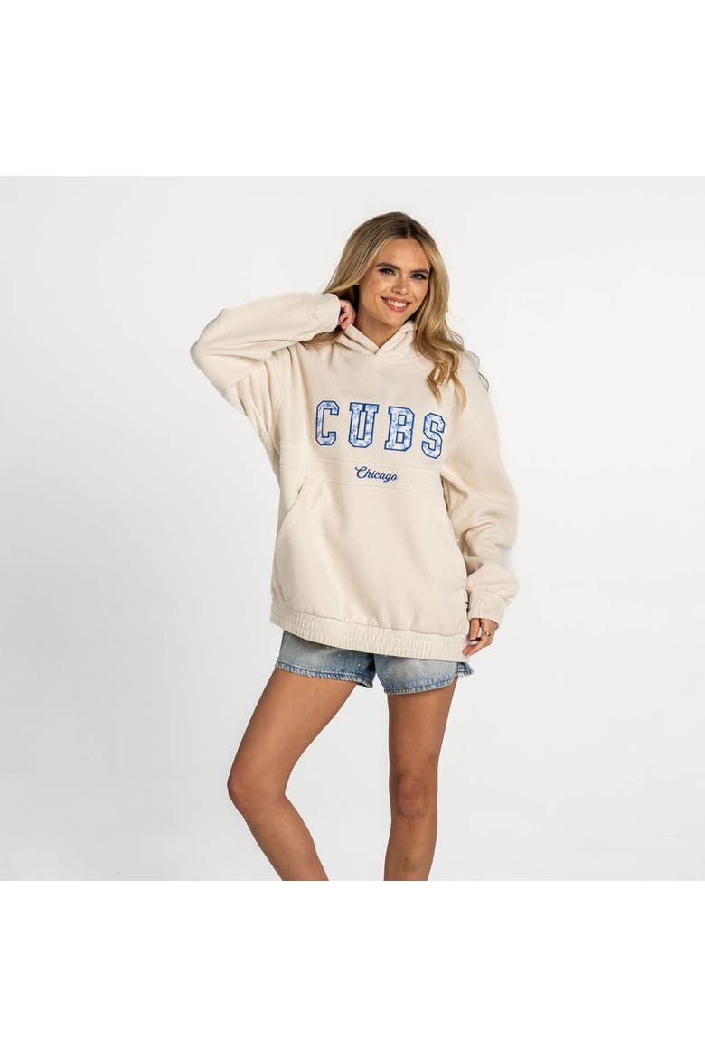 Women's The Wild Collective  Cream Chicago Cubs Oversized Cord Tri-Blend Hoodie, Alternate, color, Cream