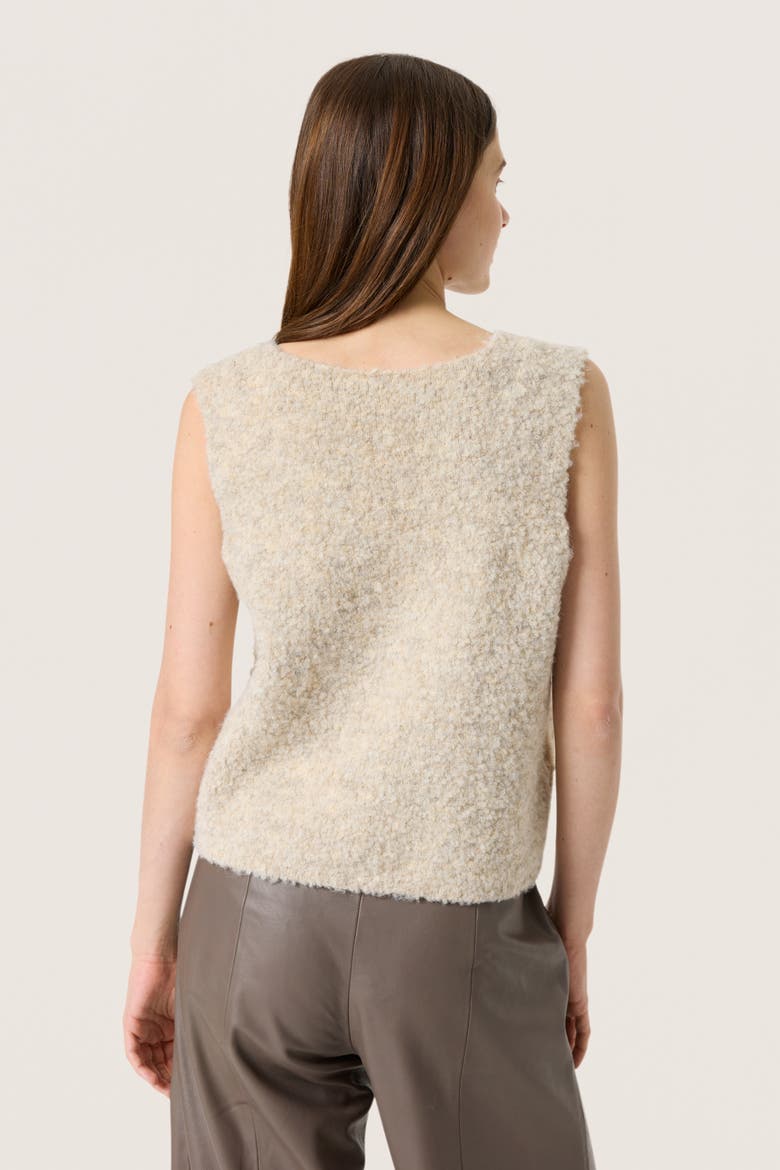 Slvenessa V-Neck Fluffy Knit Waistcoat, Alternate, color, Oatmeal Melange