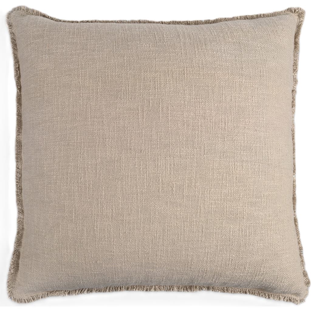 Naki & Ssam Organic Chic Solid Square Pillow Cover With Frayed Edges In Brown