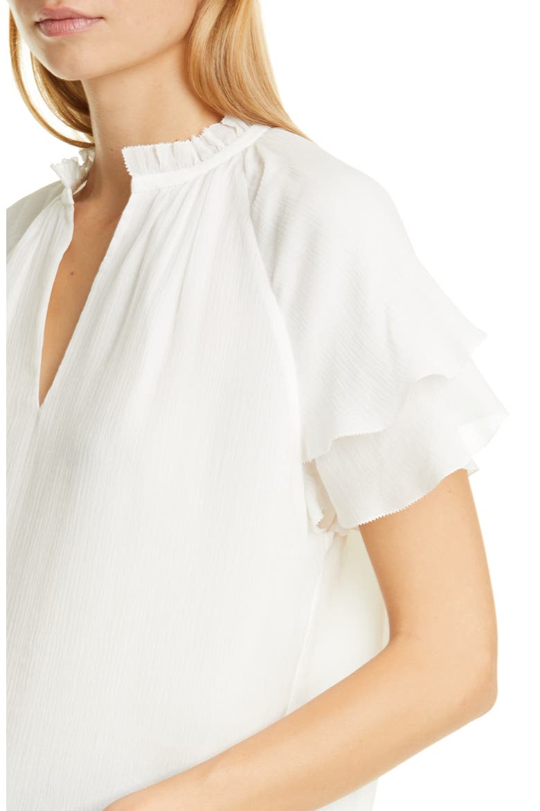 Split Neck Silk Top, Alternate, color, IVORY CLOUD