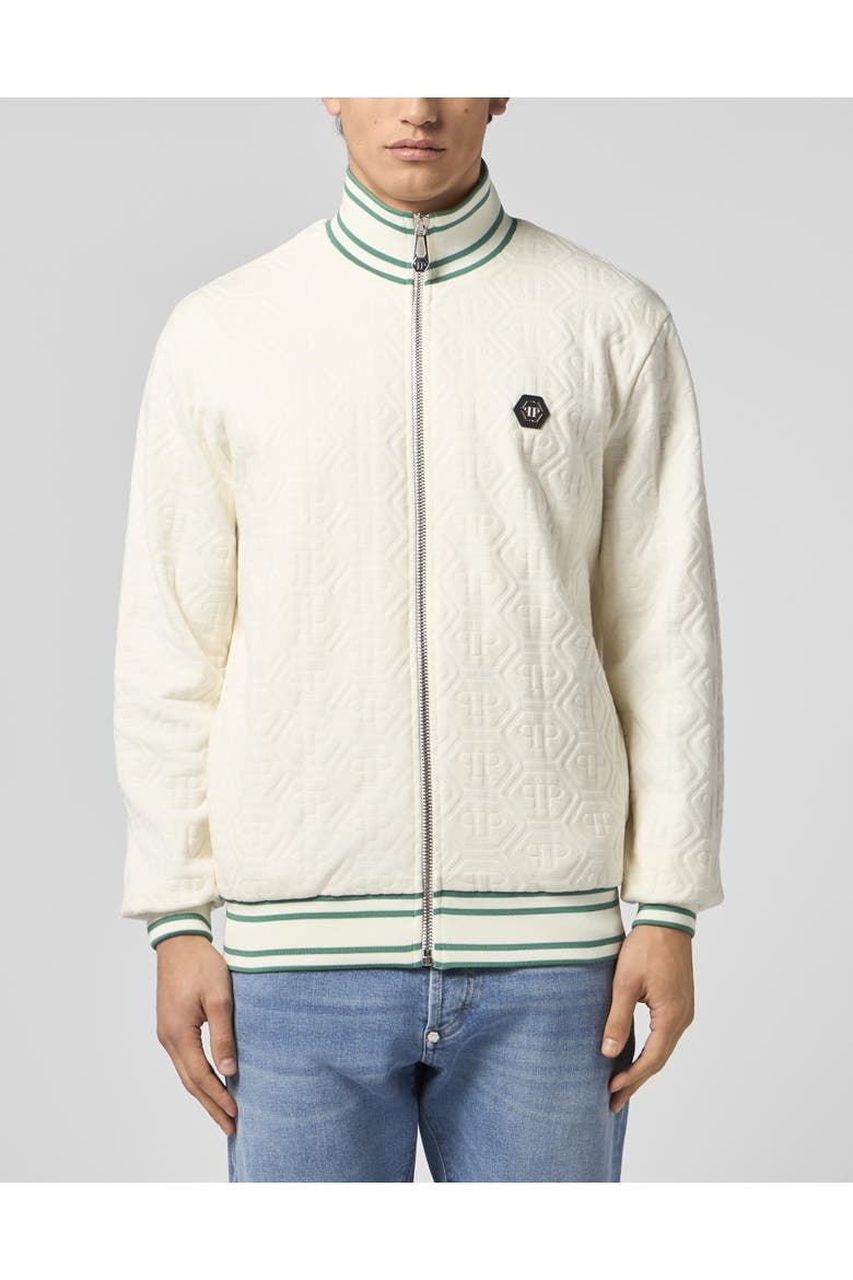 Tracksuit Jacket Jacquard Monogram Men, Main, color, OffWhite