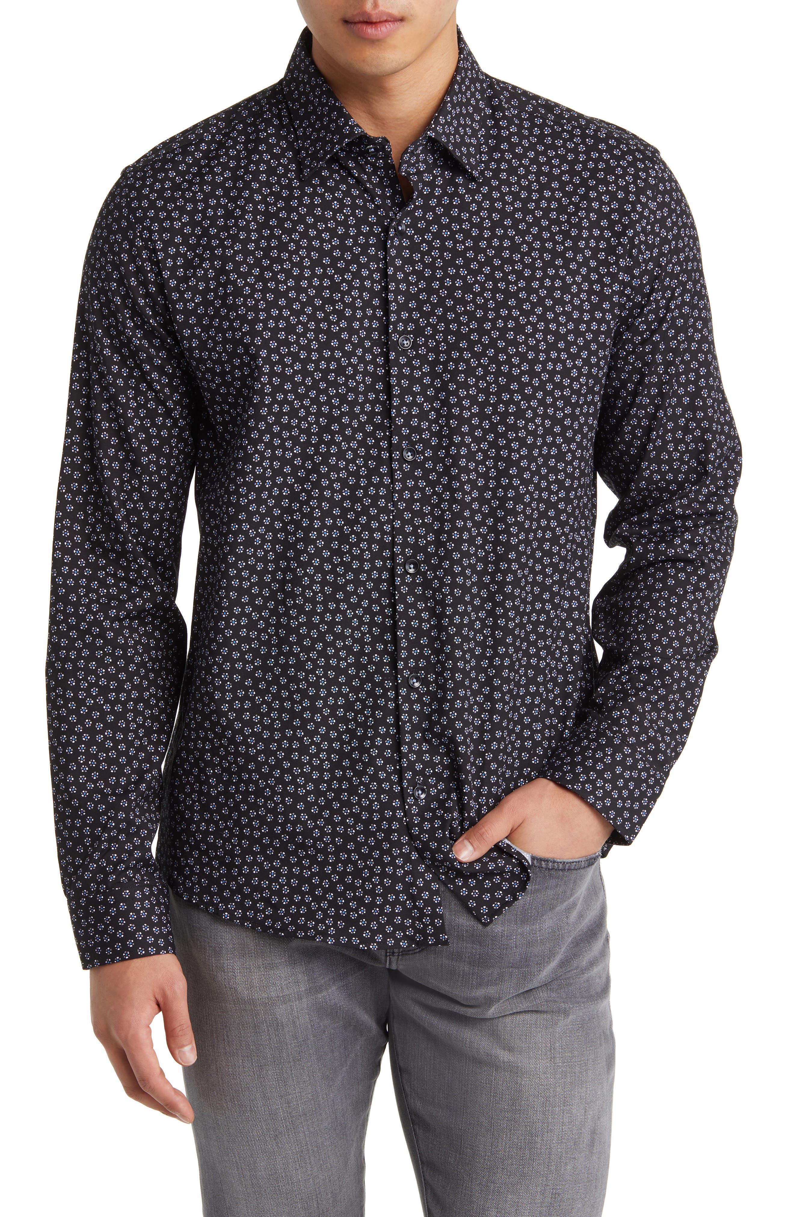 Stone Rose Ditsy Floral Button-Up Shirt